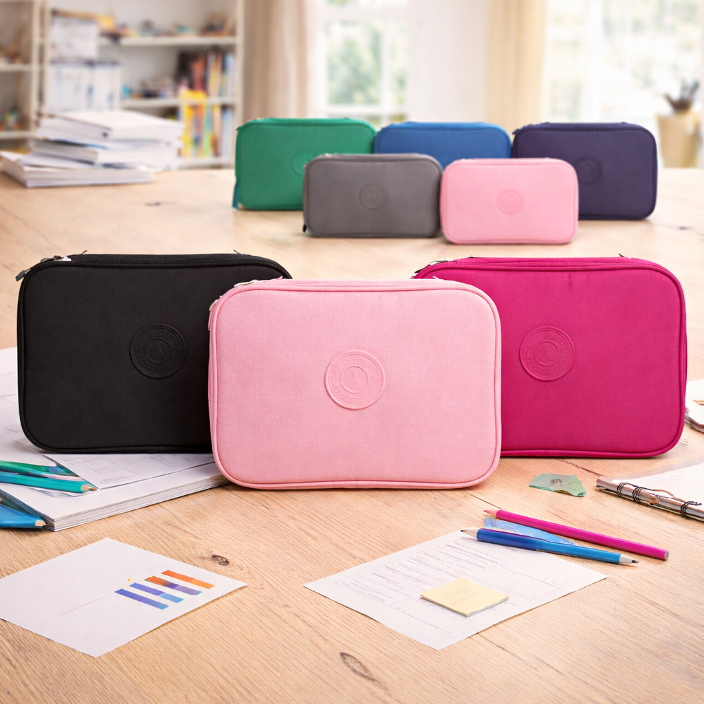 Estojo Escolar de Nylon Organizador 2 Divisórias Unissex Grande em Oferta na Shopee