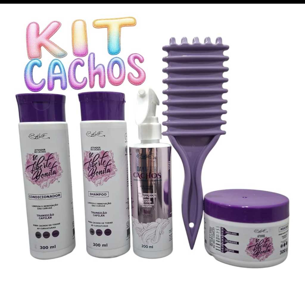 Kit Se Liberte Bonita Cachos Completo + Day After + Escova onda modeladora em Oferta na Shopee