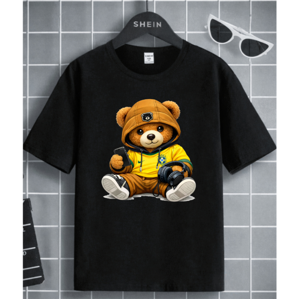 Camiseta infantil Brasil, camiseta copa do mundo, Camisa Infantil urso futebol, Camiseta adulto