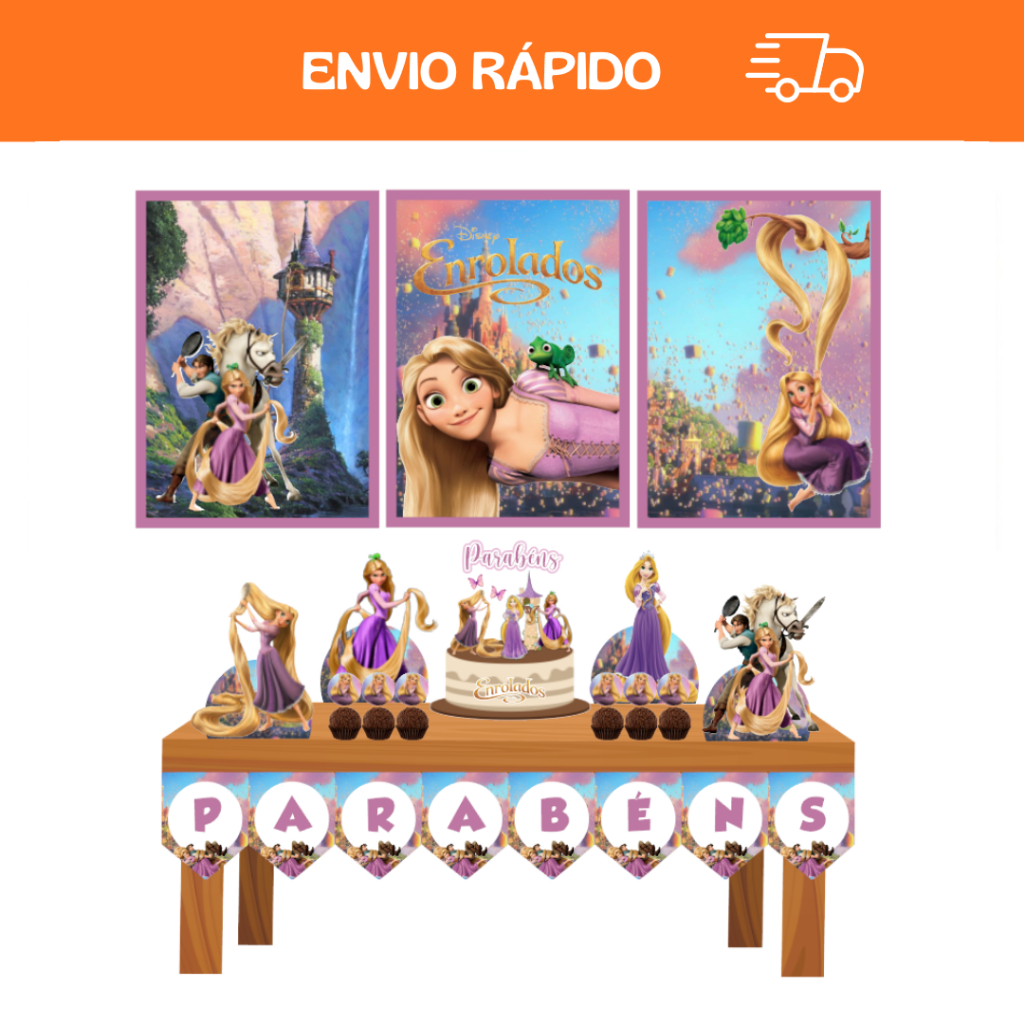 Kit Festa em Casa - Enrolados / Rapunzel - Só um Bolinho - Mesversário em Oferta na Shopee