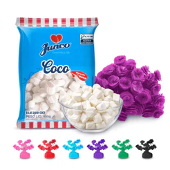 Kit Festa Balas de Coco 400g Junco + Rococó Papel Para Bala Ideal P/ 40 Lembrancinhas