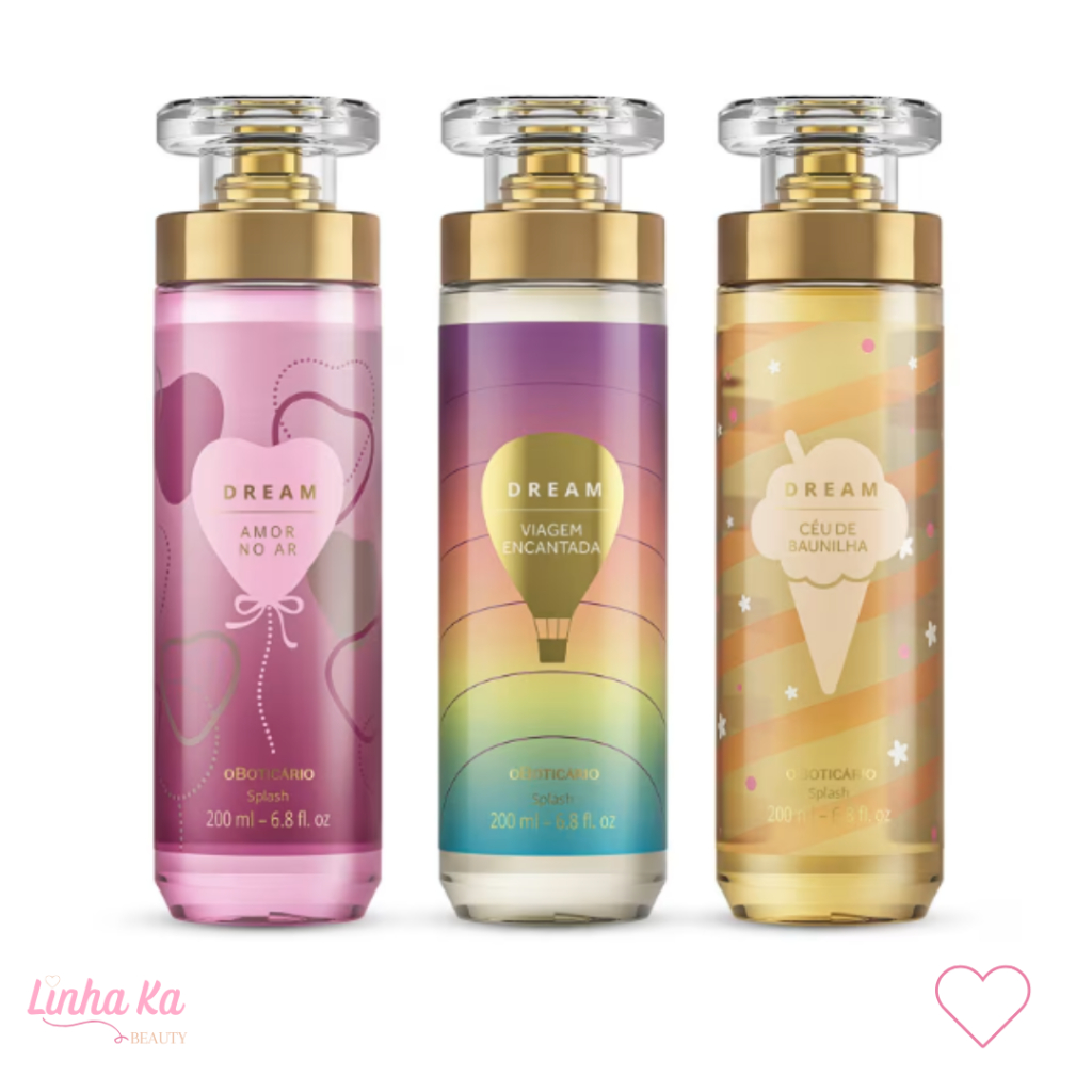 Body Splash Dream oBoticário Viagem Encantada - Amor no Ar - Céu de Baunilha Escolha o seu Preferido