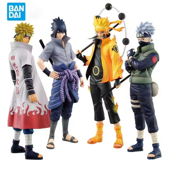 Figuras de ação anime naruto shippuden minato, naruto, sasuke, kakashi 20cm figure guerra ninja para presentes coleção