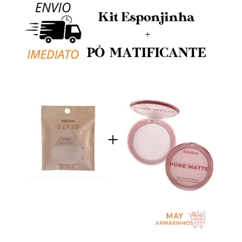 Kit Ruby Rose – Pó Compacto Pure Matte + Esponja Silk Skin, para todas as horas. em Oferta na Shopee