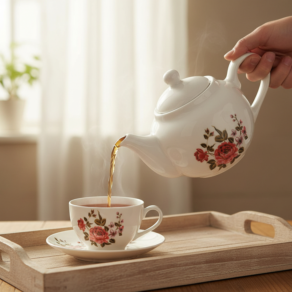 Bule Chaleira 500ml Café Chá Leite C/Tampa - Decorado FLORES ,PORCELANA VAI AO FORNO E MICRO ONDAS