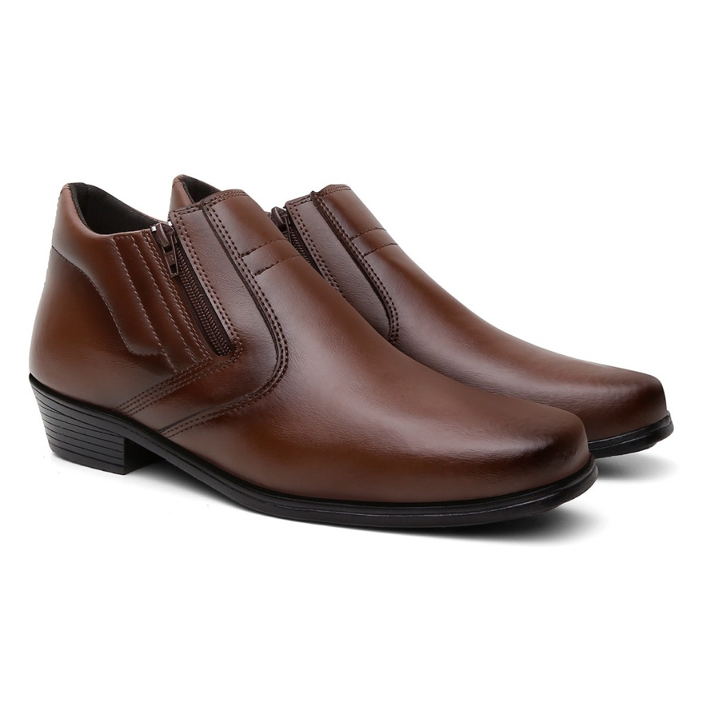 Botina Bota Cano Curto Social Masculina Ziper Lateral  Elegante Café em Oferta na Shopee
