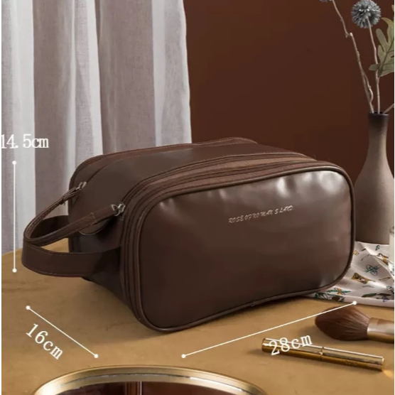 Bolsa Necessaire Grande Capacidade unissex Portátil De Viagem Multifuncional De Couro Pu em Oferta na Shopee