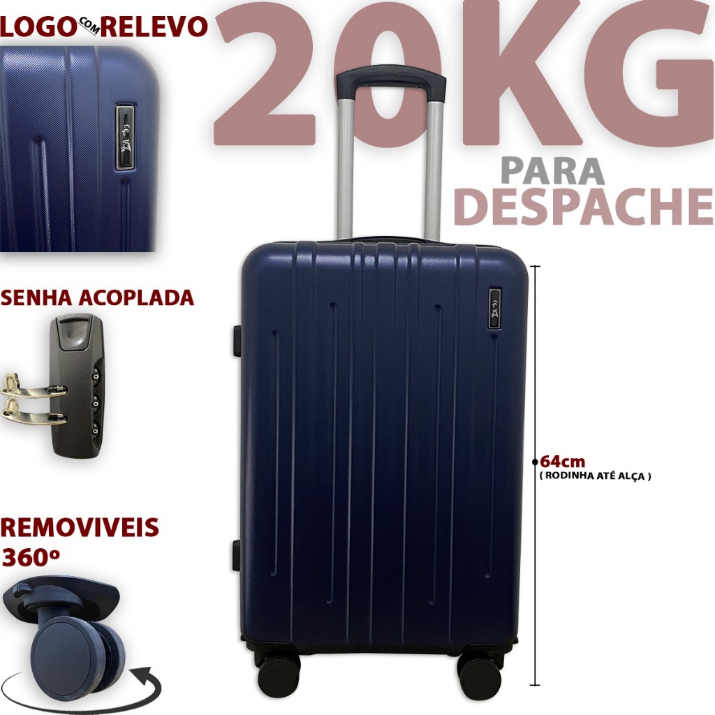 Mala De Viagem 20kg -23Kg ABS Despachar Mala Media 20Kilos - 23 Kilos Com Roda 360 E Senha Promoção