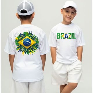 Camiseta Infantil Malha 30.1 100% Algodão Camisa Juvenil Estilosa Divertida Bandeira Do Brasil em Oferta na Shopee