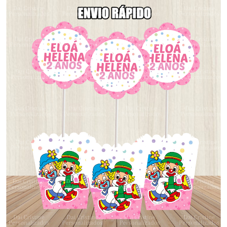 kit de Centro de Mesa Personalizado Caixa Cachepot Patati Patata Rosa Cachepô Enfeite Arranjo