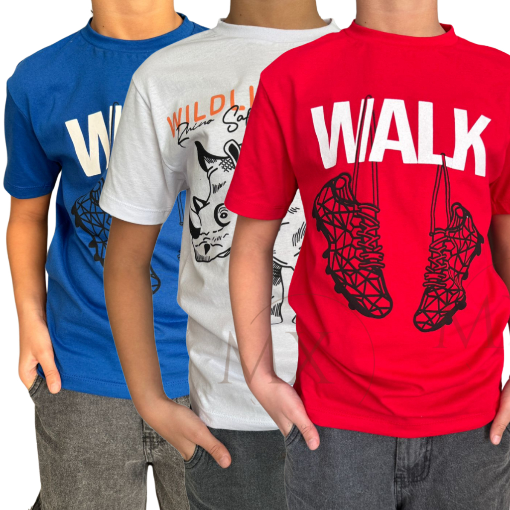KIT 3 Sortidos Camisetas Manga Curta Para Meninos Crianças
