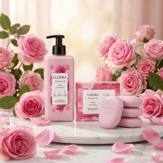 Kit Eudora Instance Rosa Absoluta: Hidratante Corporal 400ml + Sabonetes em Barra (4x80g) em Oferta na Shopee
