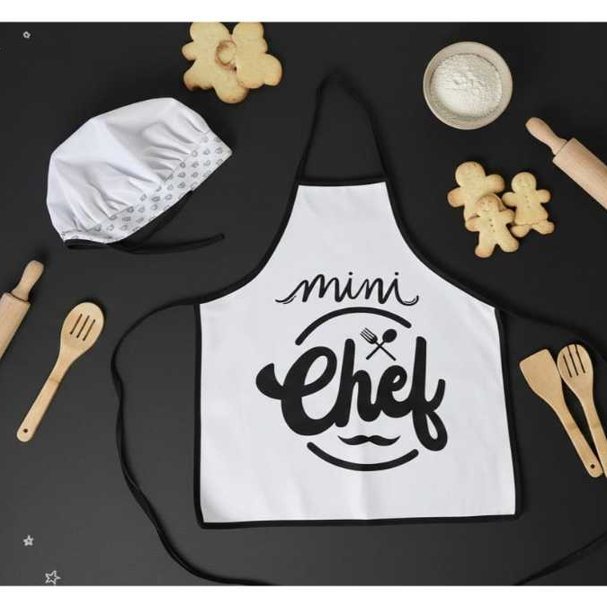 Kit Avental Infantil com Touca Personagem Mini Chef