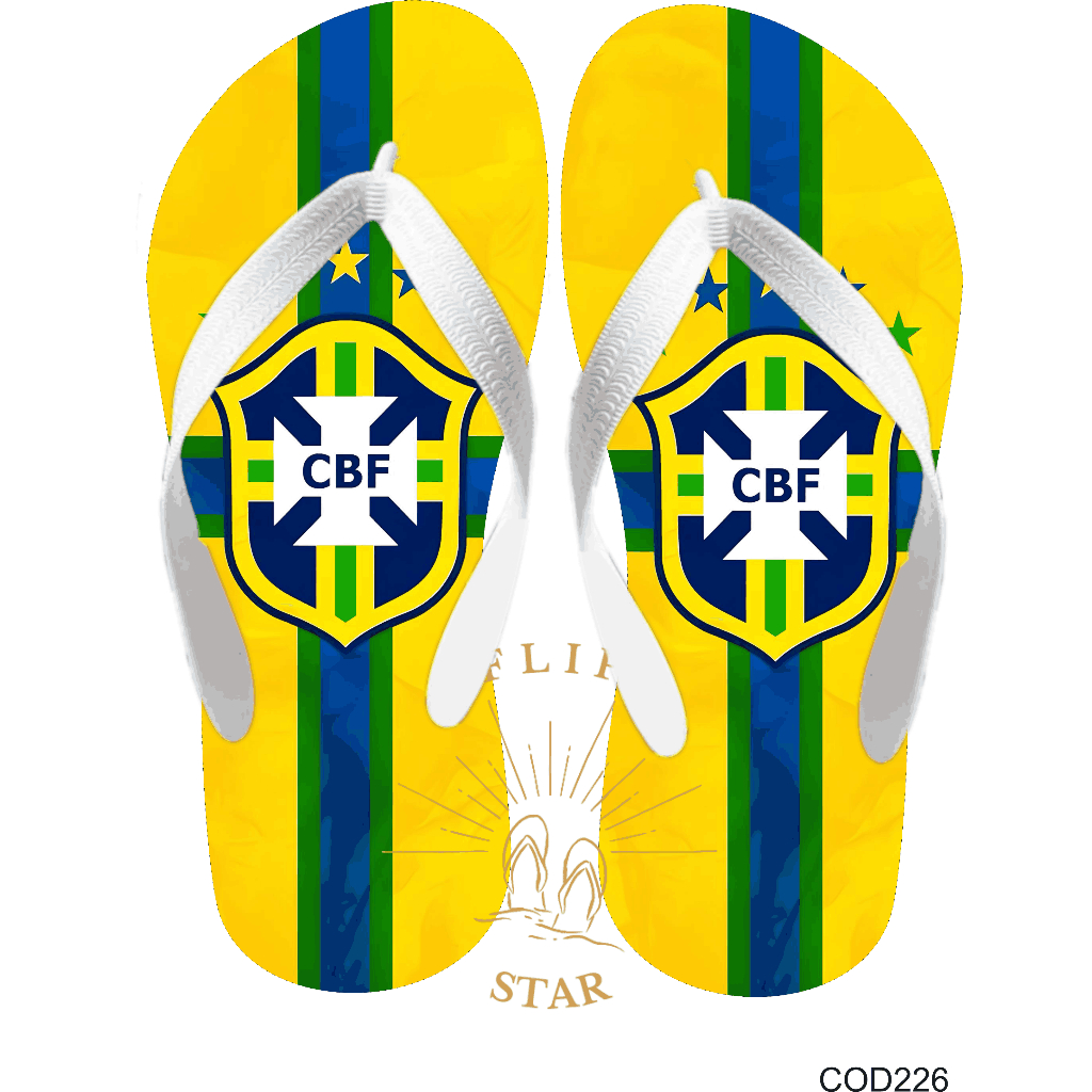 Chinelo Seleção Brasileira/Copa - Estampas Variadas | Tamanhos Adulto e Infantil