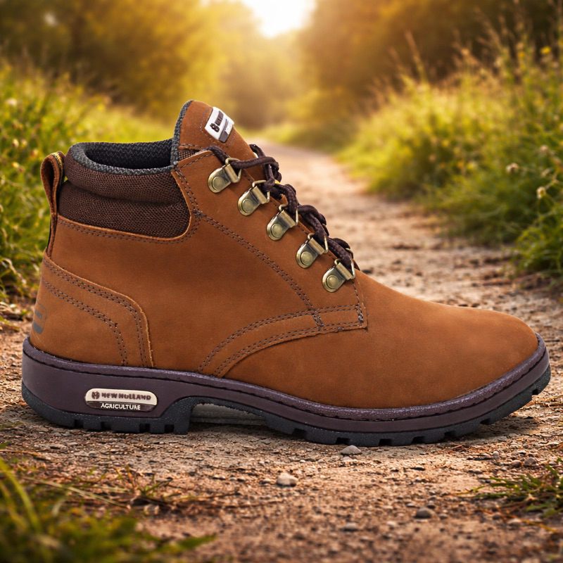 Coturno bota New em couro legítimo + CA cadarço confortavel holland bico de PVC macio confortavel
