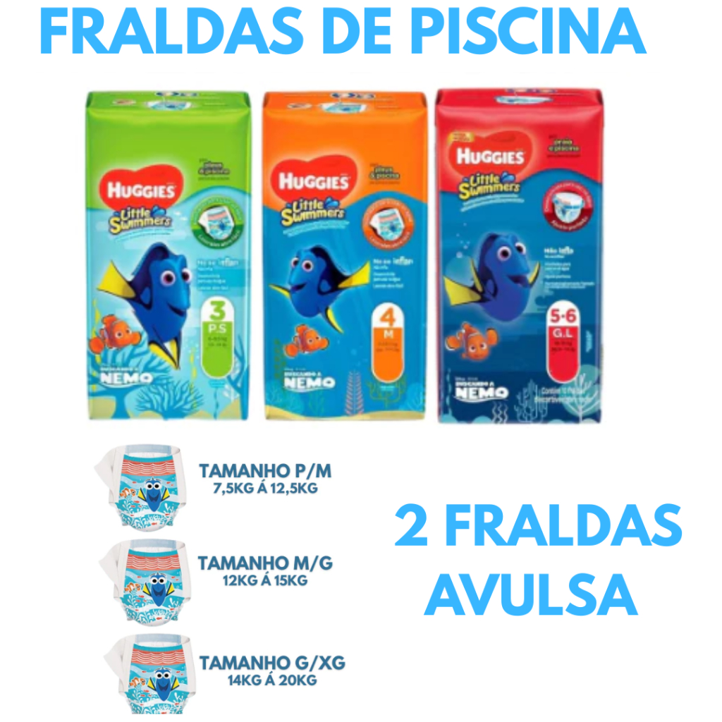 Fralda Calça De Praia e Piscina Huggies Littlle Swimmers - P /M M/ G  G/XG - 2 Unidades De Fraldas em Oferta na Shopee
