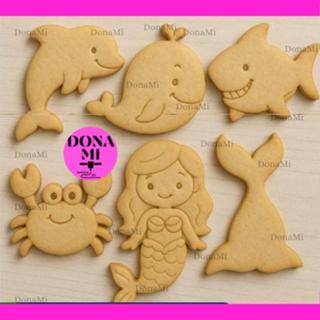 kit 6 cortadores/marcadores tema sereia/mar para biscoitos e pasta amerciana em Oferta na Shopee