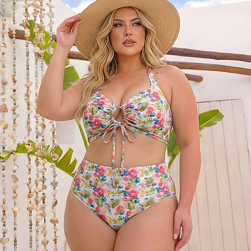 Biquíni Plus Size Hot Pants Cintura Alta Modelador Estampado Conforto e Sustentação em Oferta na Shopee