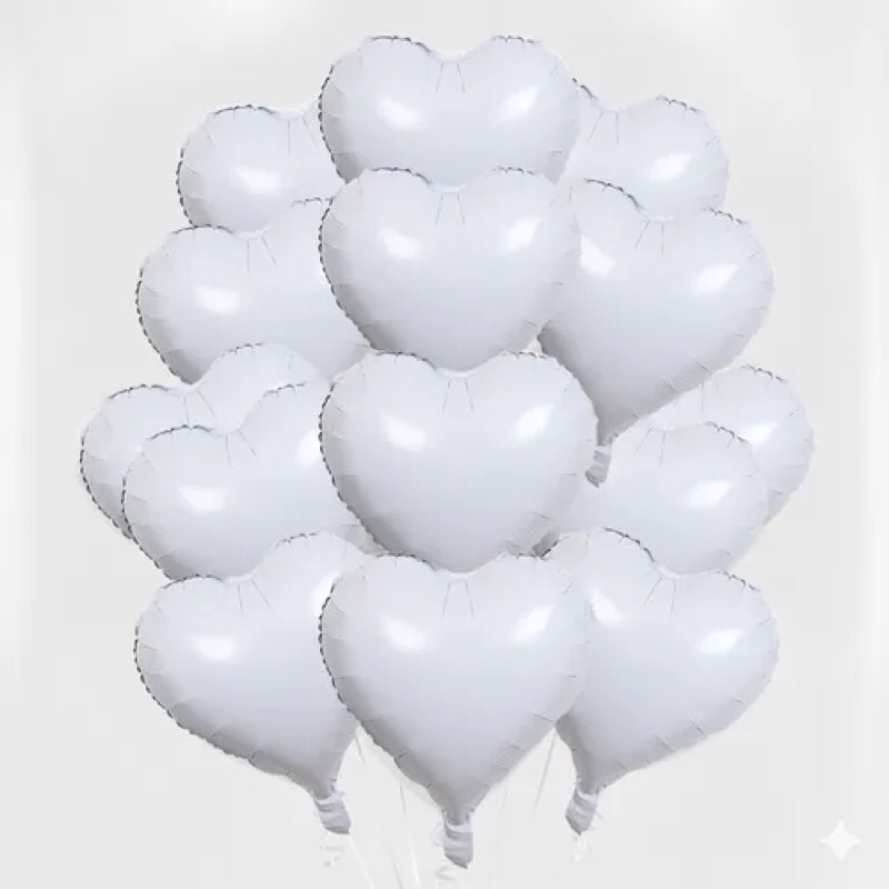 kit 50 Balões Coração Branco 45 cm 18 Polegadas