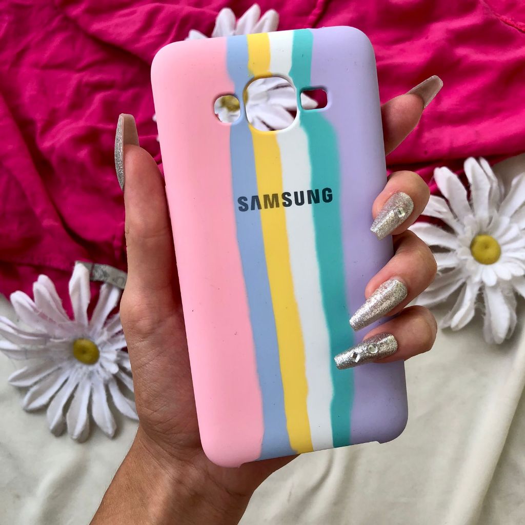 Capinha Case Compatível com Galaxy  J2 Prime Aveludada Silicone arco íris J 2 Prime