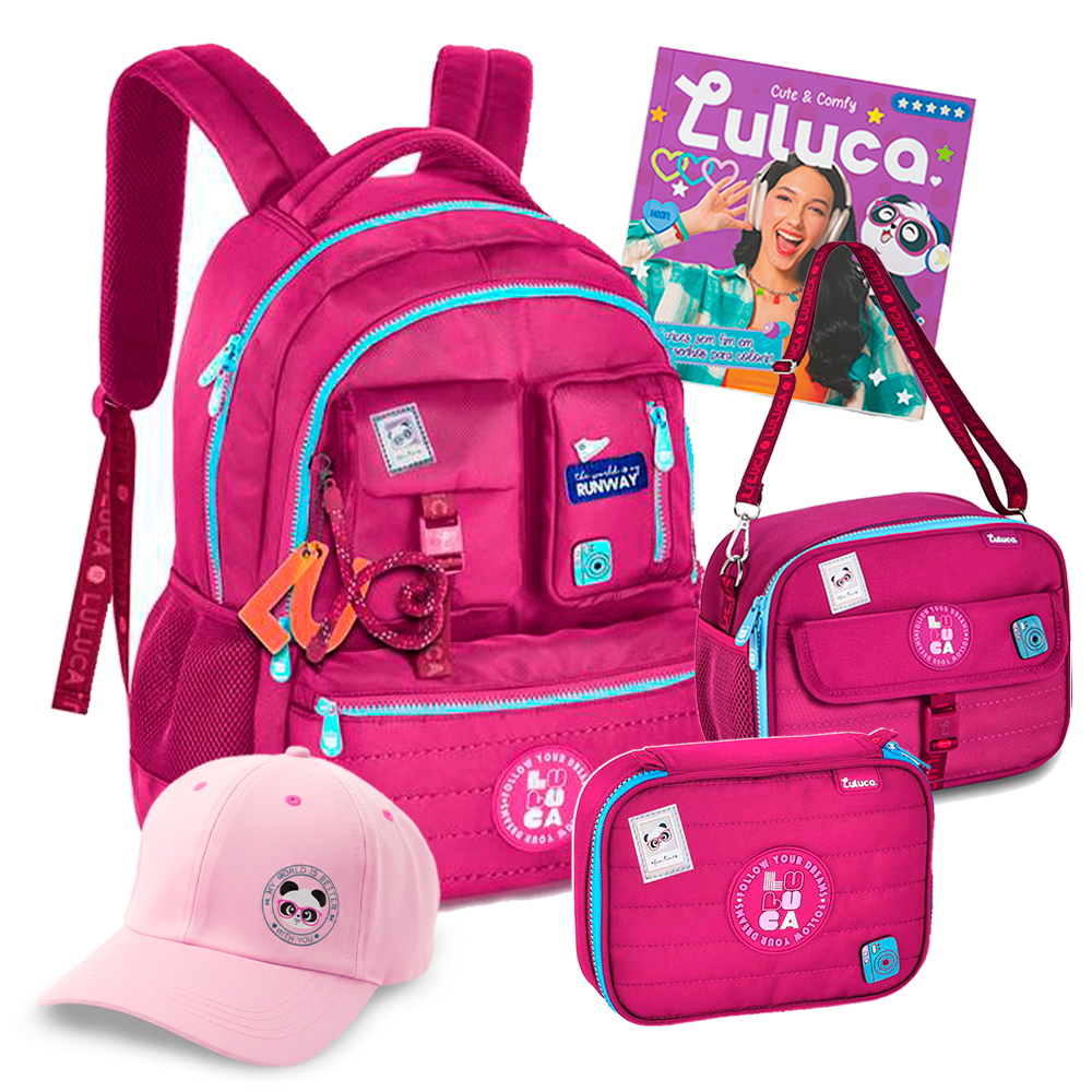Kit Mochila Grande Lancheira Térmica Estojo Box e Super Kit Escolar Youtuber Luluca Oficial