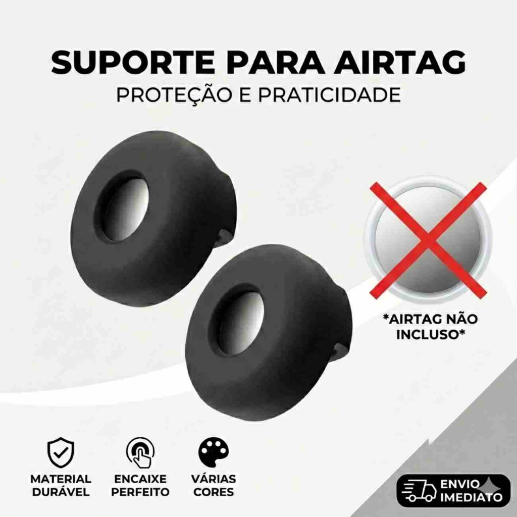 Case Suporte Para AirTag Capa De Proteção Silicone Anti-Impacto Premium Várias Cores Kit 1ou 2 Unidades