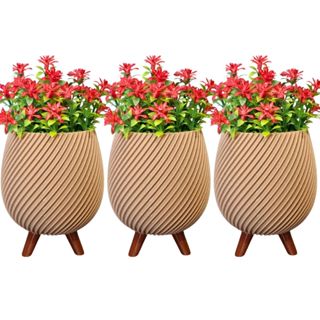 Kit 3 Vaso Decorativo Espiral Cachepô Minimalista Enfeite Decoração Casa Sala Rack Planta Artificial em Oferta na Shopee