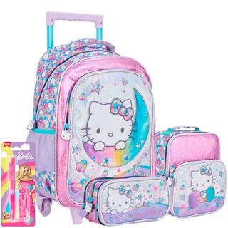 Kit Mochila de Carrinho Hello Kitty Glitter Escolar Meninas Holográfica em Oferta na Shopee