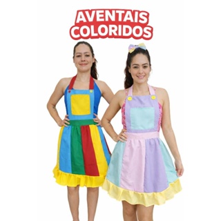 fantasia avental colorido para professor e monitor, avental colorido pedagógico, avental temático, avental cores em Oferta na Shopee