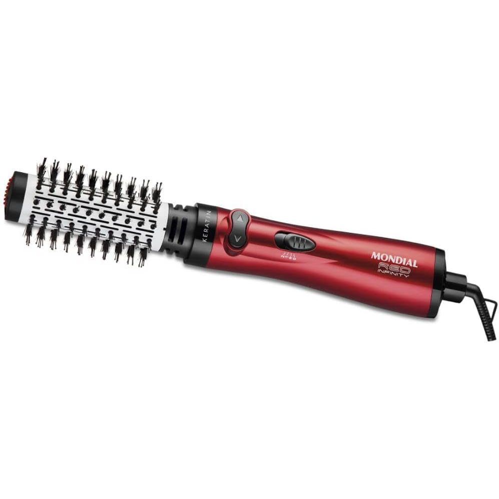 Escova Secadora Rotativa Mondial Red Infinity Keratin 3 em 1 1000W Cabo 360° ER-11 110V(Avaria Cx)