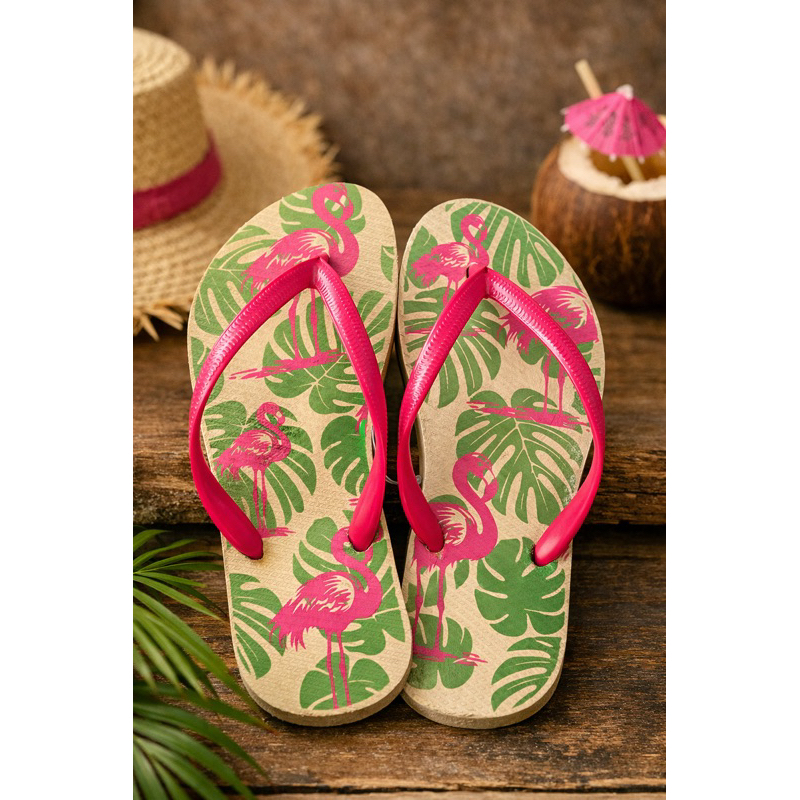 Sandália Feminina Tropical Estampada Confortável Leve Antiderrapante Moda Verão Praia Dia a Dia