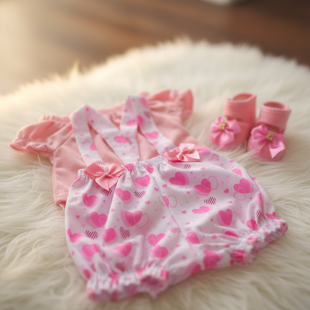 Kit Roupinha Bebê Reborn Jardineira + Sandália em Oferta na Shopee