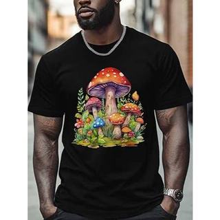 Camiseta masculina de manga curta cogumelo gola redonda  Tamanho M
