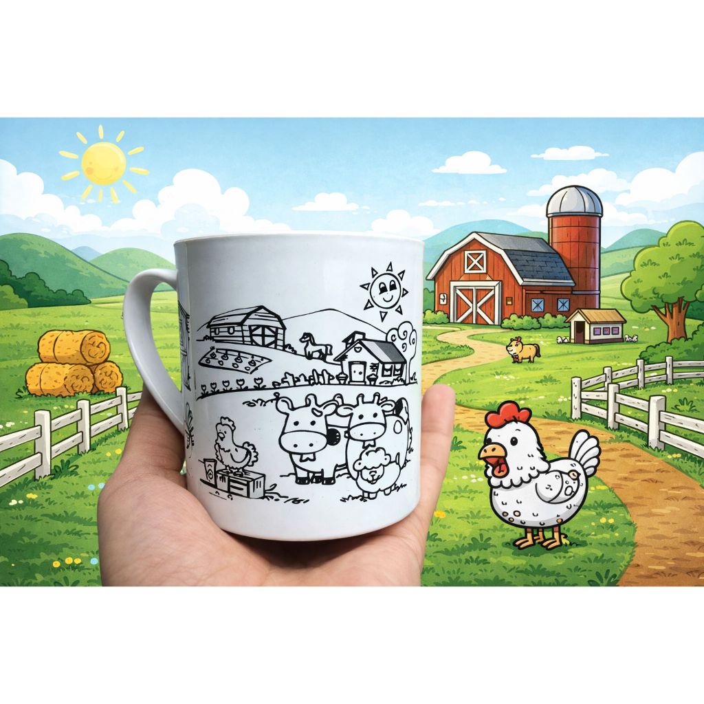Kit c/ ate 50 Caneca Plástica A Fazendinha encantada com 02 Lindos desenhos em Oferta na Shopee