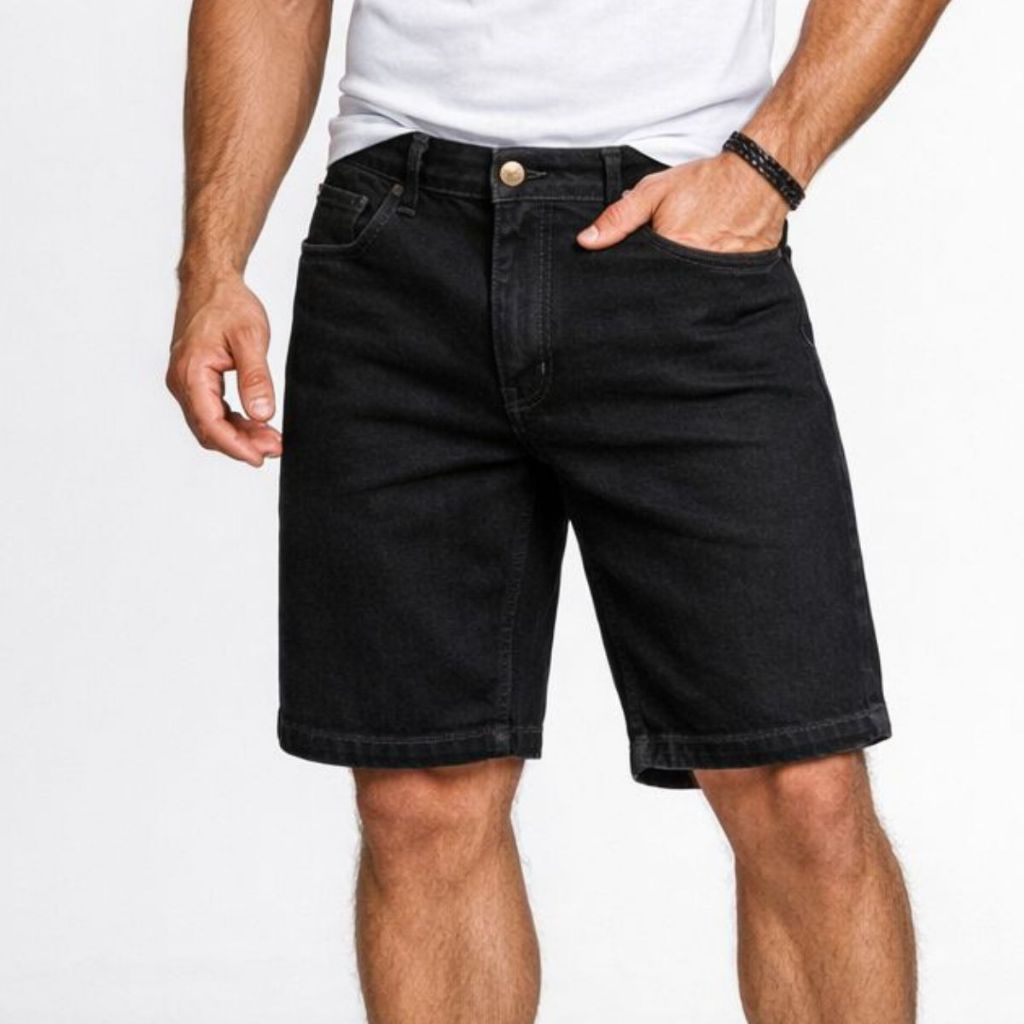 Bermuda Masculina Sarja Premium Conforto Casual Verão Jeans Elastano