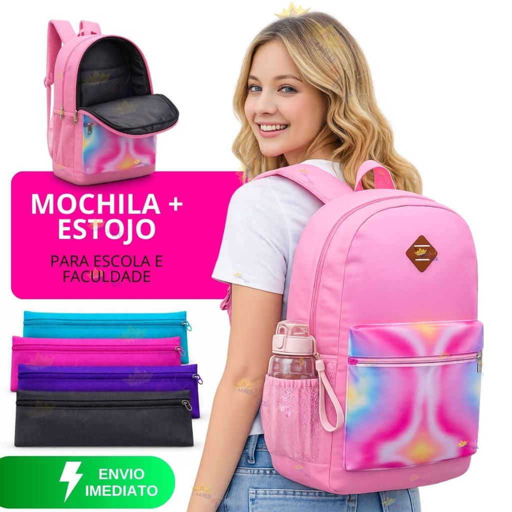 Mochila Escolar Feminina Bolsa Sem Com Estojo Escolar Feminino Grande Capacidade Estudante Feminina