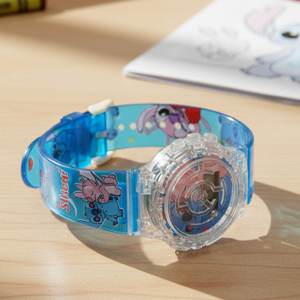 Relógio Anime Digital  Lilo Stich Azul Com Leds Meninas na cor azul Modinha Feminina