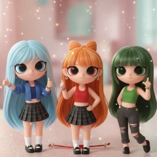 Pulseira da Amizade 3 As Meninas Superpoderosas Ajustáveis Macramê - Trio Best Friends Blogueira Estética Resistente