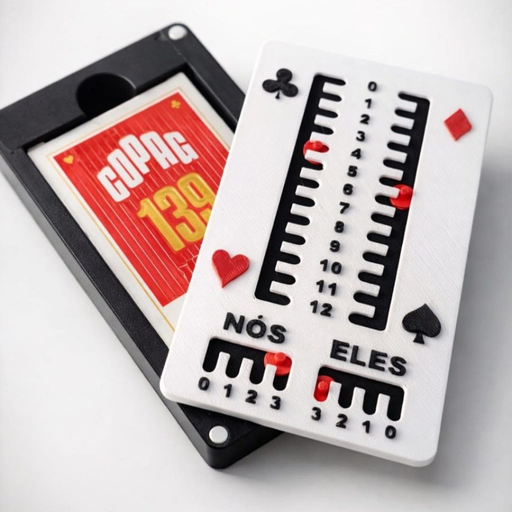 Marcador de Truco Profissional + Porta Baralho Luxo em Impressão 3D