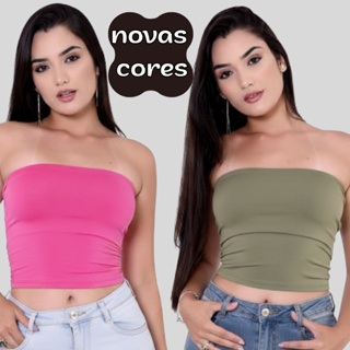 CROPED TUBE TOMARA QUE CAIA SUPLEX MODA ACADEMIA BLOGUEIRA TUBINHO BASICO TENDENCIA MODA VERÃO em Oferta na Shopee