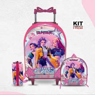 KIT MOCHILAS HUNTRIX GUERREIRAS DO KPOP LANCHEIRA + ESTOJO - VOLTA AS AULAS em Oferta na Shopee