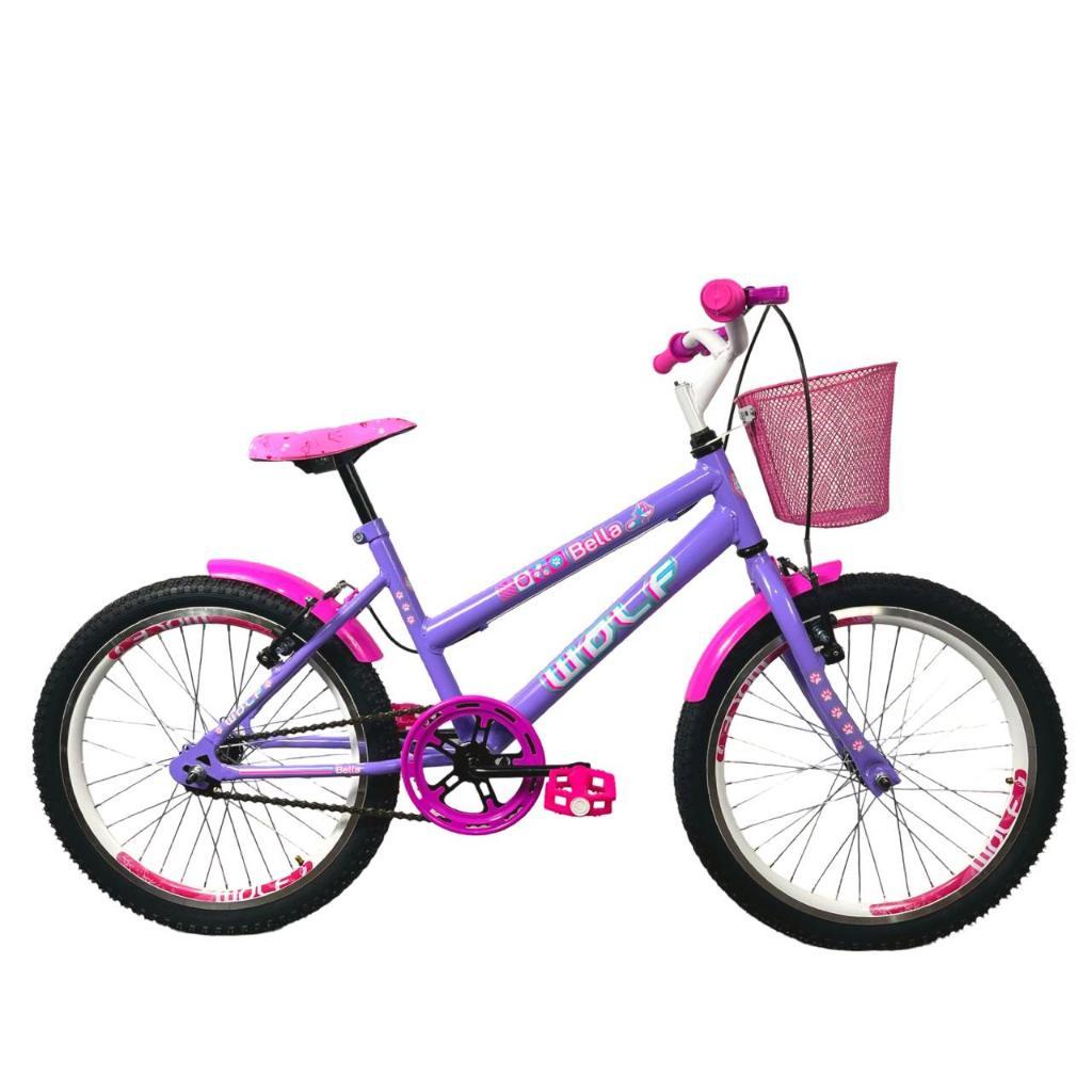 Bicicleta Infantil Aro 20 Feminina Aro Aero com Cesta - Wolf bike
