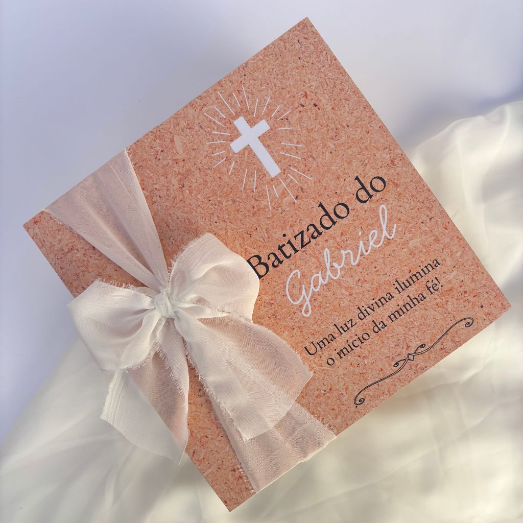 Caixa para padrinhos de Batismo Personalizada Com Cruz MDF