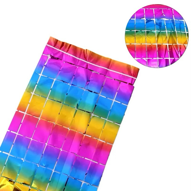 CORTINA METALIZADA QUADRICULADA | DECORAÇÃO DE FESTA | PAINEL | CARNAVAL | ANIVERSÁRIO