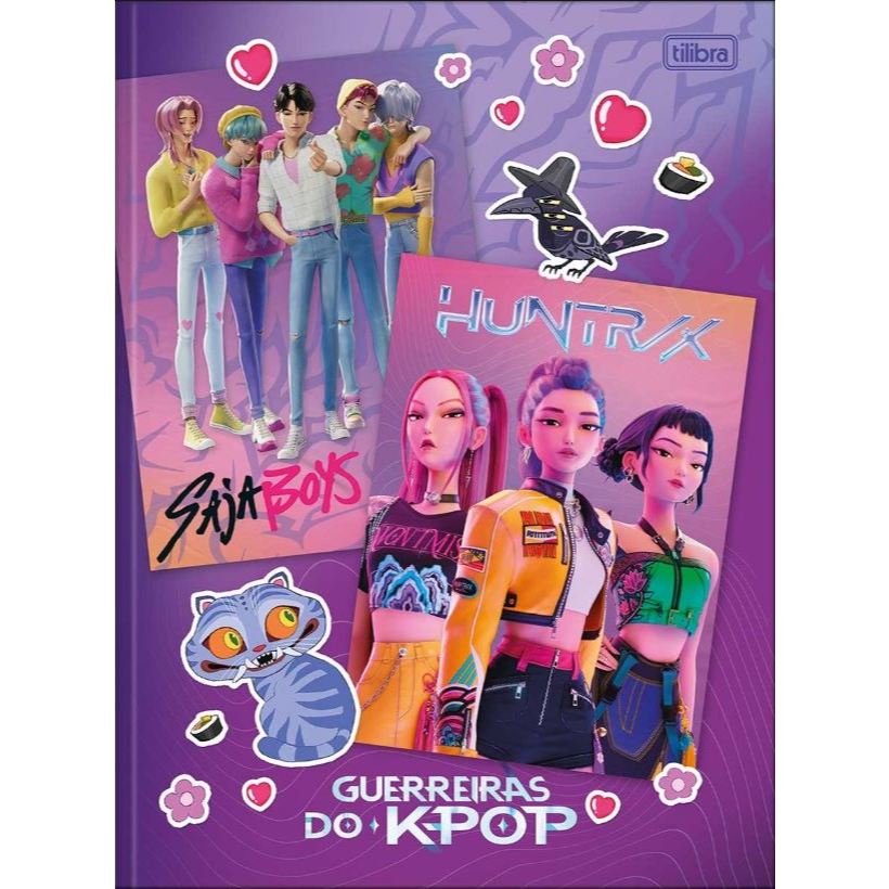 Caderno Brochura 1/4 Guerreiras do K-Pop com Adesivo | Pequeno | 80fls | Capa Dura - Tilibra