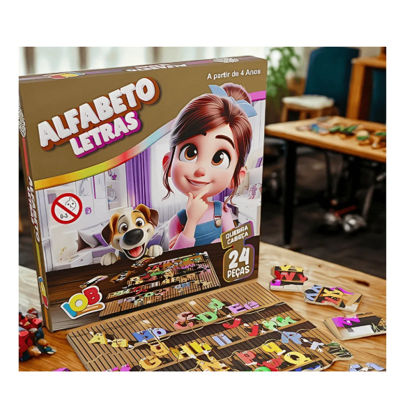 Brinquedo Educativo Jogo do Alfabeto Letras IOB Brinquedos com 27 peças Brinquedo para Meninos e Meninas dia das criança
