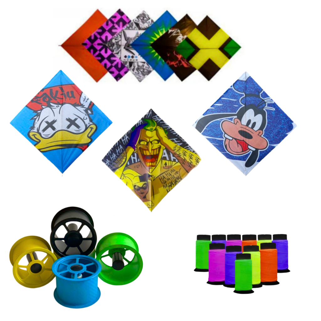 Kit de Pipas Pacote com 10 Unidades com Carretilha + 200 Jardas de Linha em Oferta na Shopee