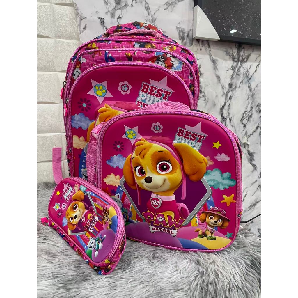 KIT 3 pecas mochila, estojo e lancheira em Oferta na Shopee