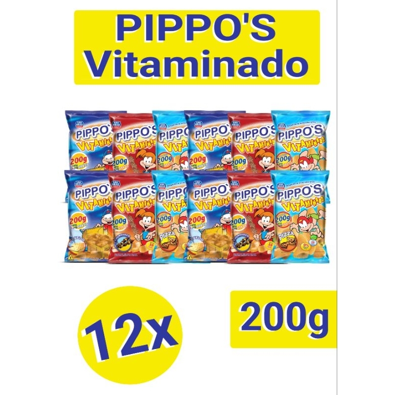 KIT com 3x, 6x ou 12x salgadinhos Pippo's Vitaminado 200g