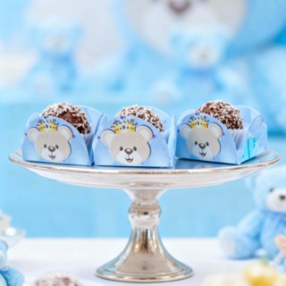 Forminhas Doces 4 Pétalas Base 3x3cm Festa - Ursos Ursinho Azul Realeza em Oferta na Shopee